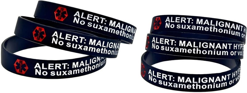 ZENRUIMING 6pcs Medical Alert Malignant Hyperthermia Silicone Bracelet, Outdoor Inspirational Handbands Sports Wristbands - Image 1